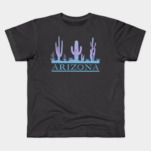 Arizona Cactus Retro Vintage Souvenir Kids T-Shirt by Pine Hill Goods